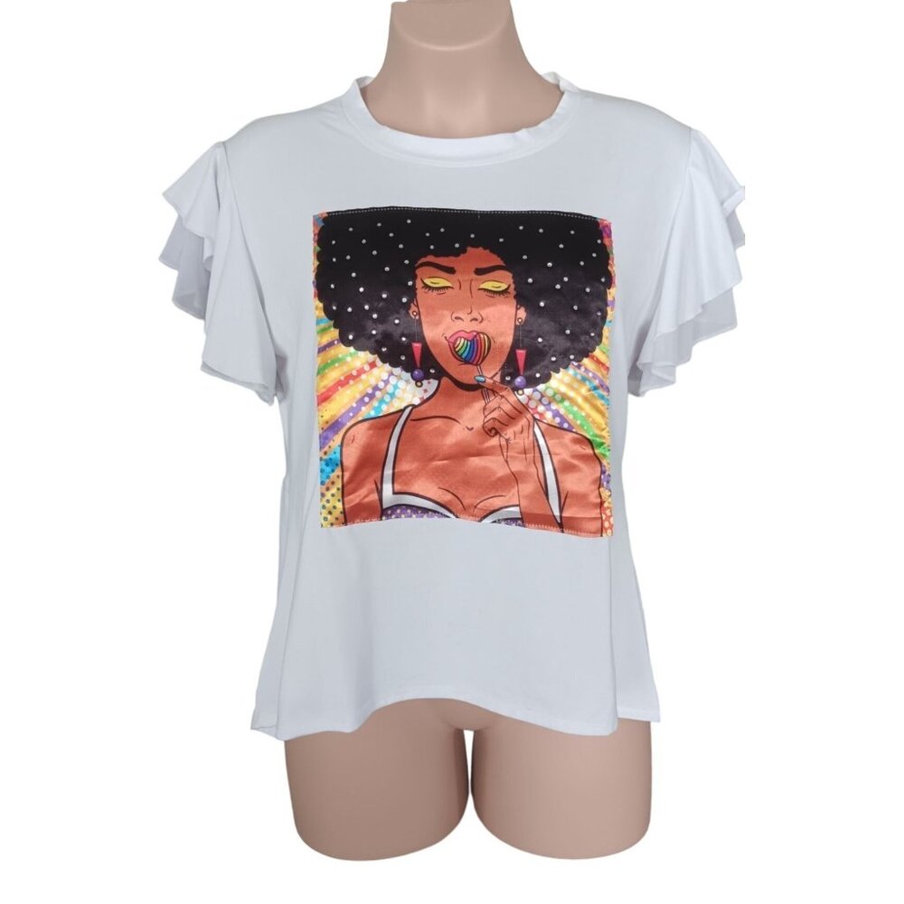 Love Nation 3XL African American woman with an Afro hairstyle Casual Top